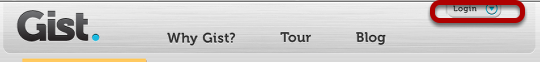 2: Click the Login button in the upper righthand corner of Gist