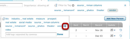 16: Click the blue circle with the white horizontal bar (aka "the blue do not enter sign") next to the tag you want to delete from Gist.